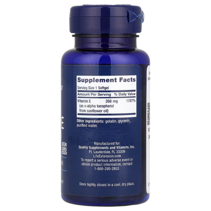 Súper vitamina E 268 mg (400 UI), 90 cápsulas blandas ,Life Extension
