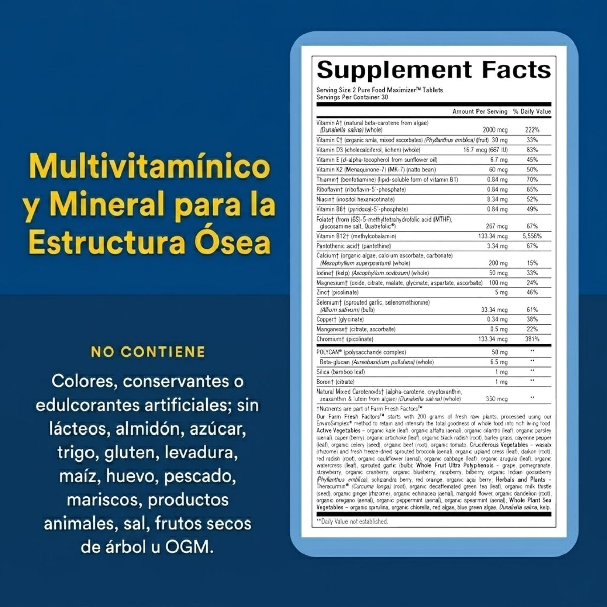 Whole Earth & Sea® Multivitaminico & Mineral para la Estructura Osea 60 tab, Natural Factors