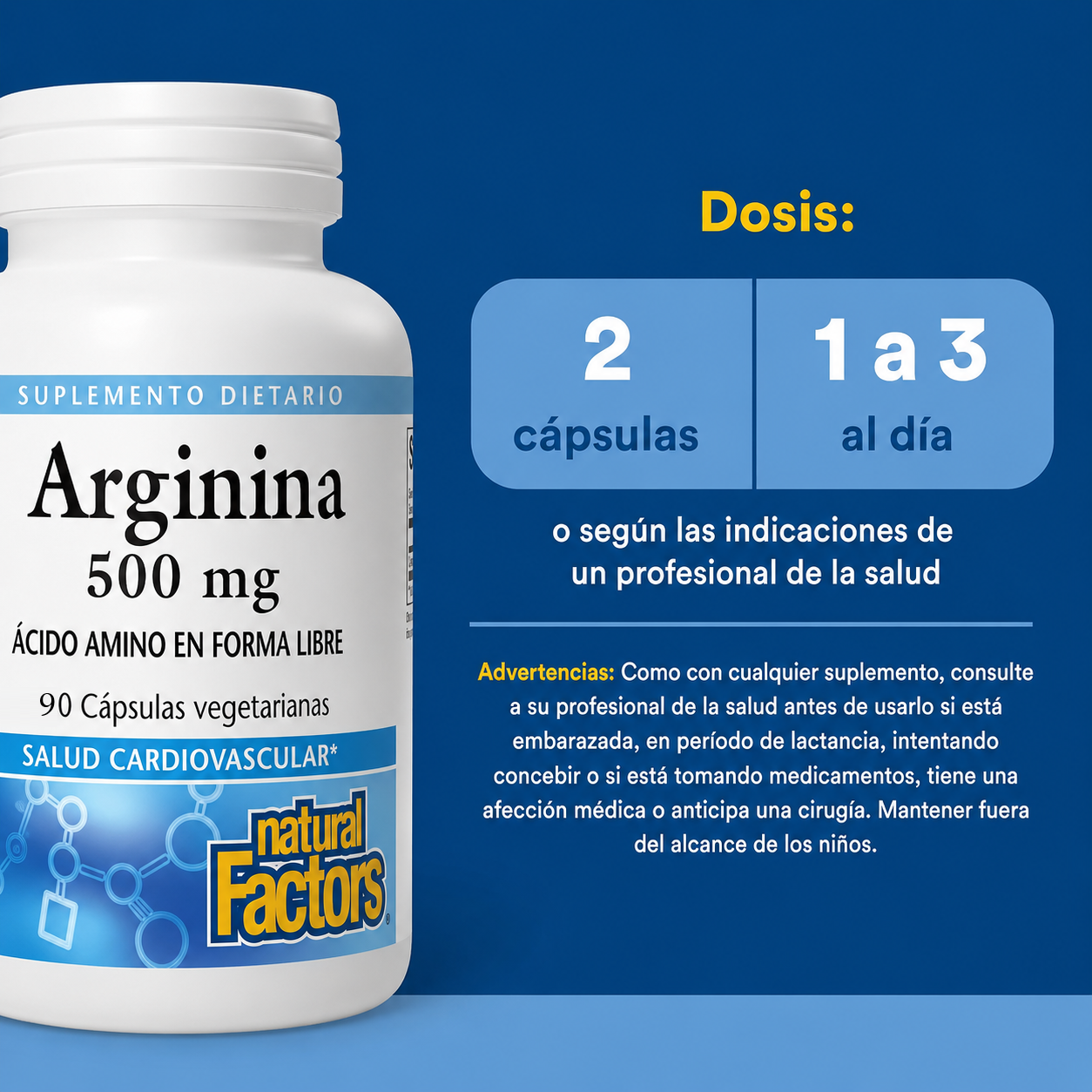 L-Arginina 500 mg 90 vcap, Natural Factors