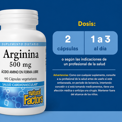 L-Arginina 500 mg 90 vcap, Natural Factors