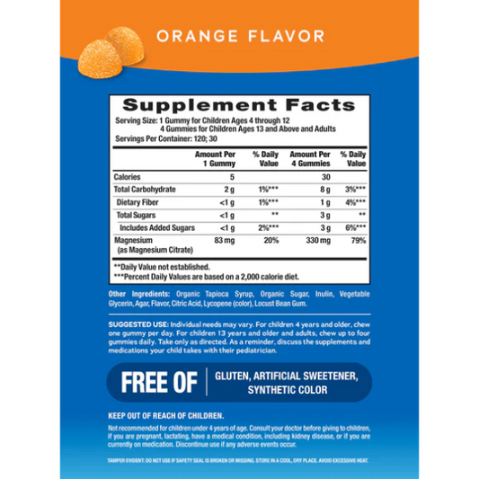 CALM Citrato de Magnesio Sabor Naranja (120 Gomitas), Natural Vitality