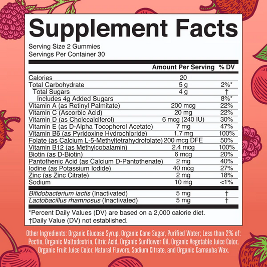 Multivitamínico orgánico para niños + Gomitas posbióticas/ Kids Multivitamin & Postbiotics Gummies, Mixed Berry & Cherry, Org, 60 ct