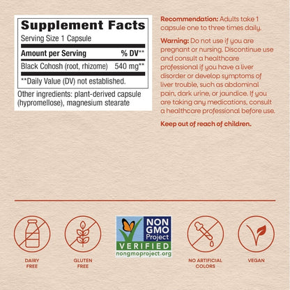 Raiz De Cohosh Negro 540 mg (180 veg caps), Nature's Way