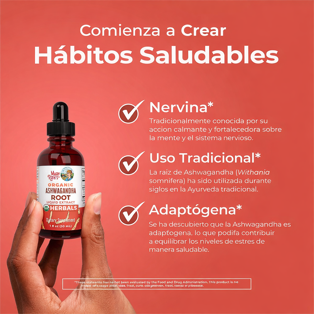 Raíz de Ashwagandha Orgánica 590 mg(1 fl oz/30 ml), Mary Ruth´s