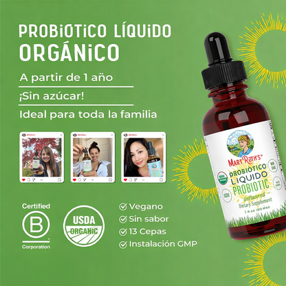 Probiótico Líquido Orgánico (60ml) / Probiotic Drops, Unflavored, Org, (2oz)