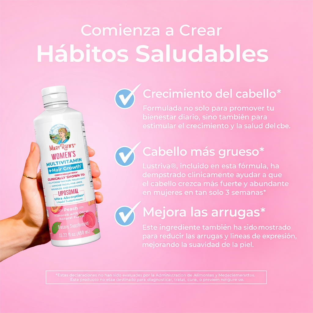 Multivitamínico para Mujer + Lustriva Crecimiento del Cabello Liposomal (15 fl oz/450 ml), Mary Ruth´s