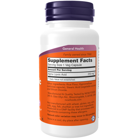 Ácido Alfa Lipoico 250 mg (60 Veg Caps)/ Alpha Lipoic Acid 250 mg