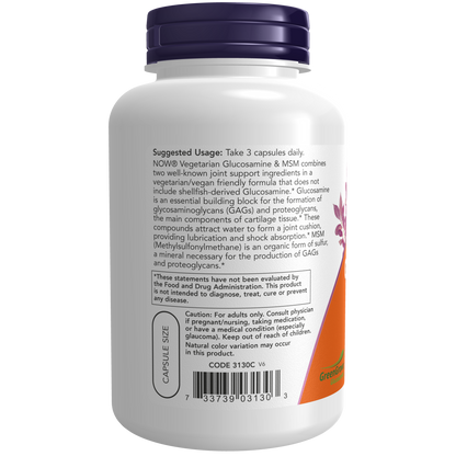 Glucosamina y MSM (vegetariano) 120 Veg Caps) / Glucosamine & MSM (Vegetarian)