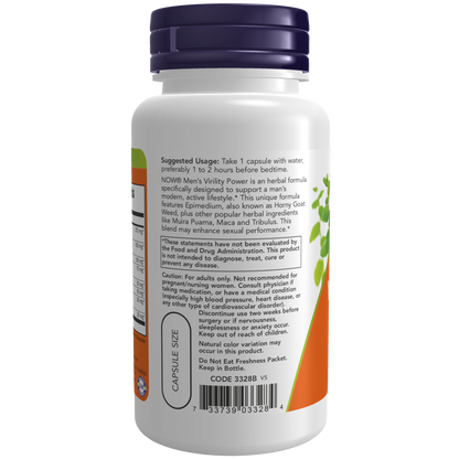Virility Power para hombres  (60 Veg Caps)/Men's Virility Power