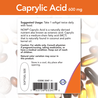 Ácido caprílico 600mg (100 Softgels)/ Caprylic Acid 600 mg