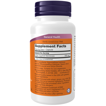 Membrana de Cáscara de Huevo 500 mg (60 vcaps) / Natural Eggshell Membrane 500mg (60 vcaps)