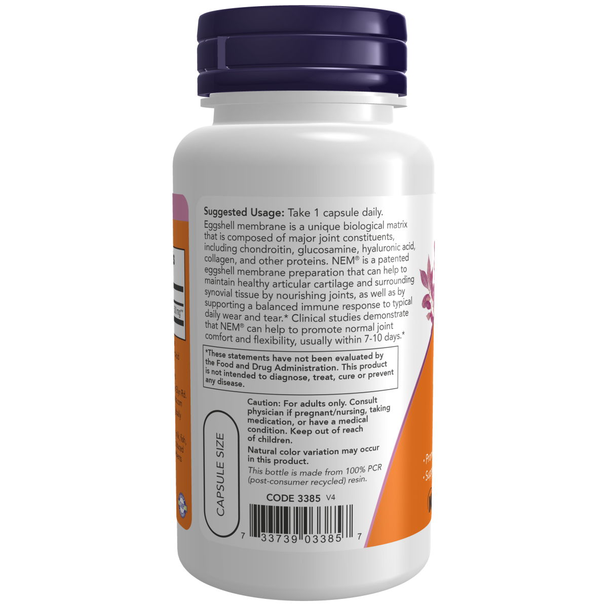Membrana de Cáscara de Huevo 500 mg (60 vcaps) / Natural Eggshell Membrane 500mg (60 vcaps)