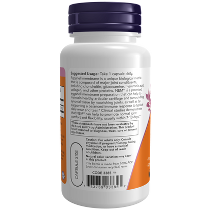 Membrana de Cáscara de Huevo 500 mg (60 vcaps) / Natural Eggshell Membrane 500mg (60 vcaps)