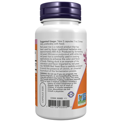 Arroz de Levadura Roja 600 mg 60 Cápsulas Vegetales/Red Yeast Rice