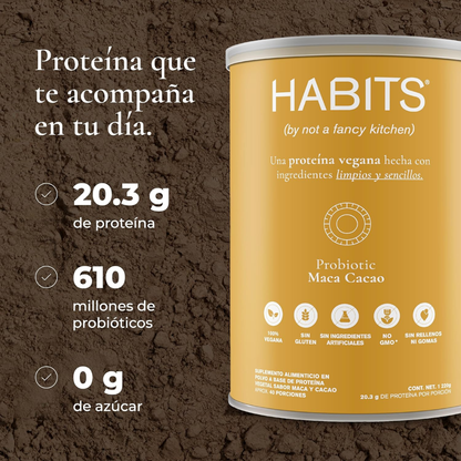 Proteina Probiotica sabor Maca Cacao (488 gr), Habits