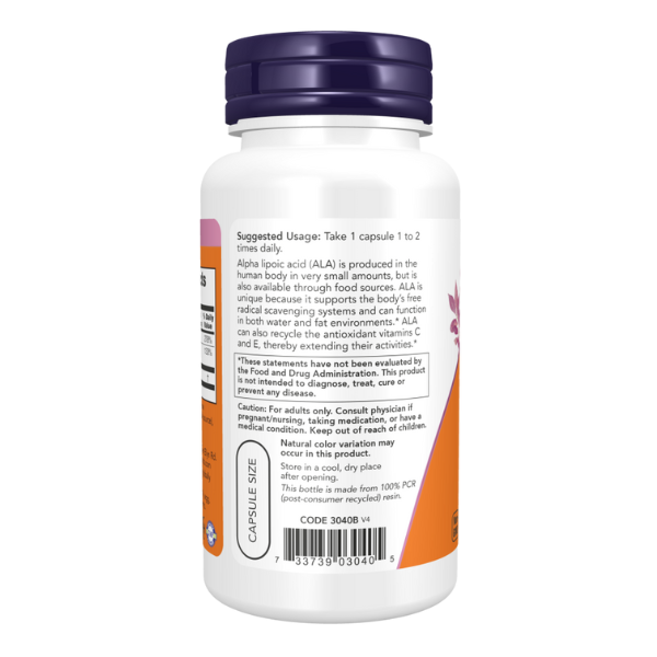 Ácido alfa lipoico 100mg (60 Vegcaps)/ Alpha Lipoic Acid 100 mg