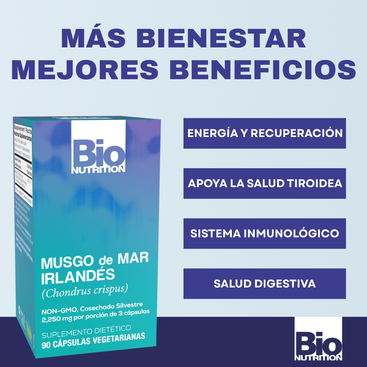 Musgo Marino Irlandés 2,250 Mg (90 Capsulas), Bio Nutrition