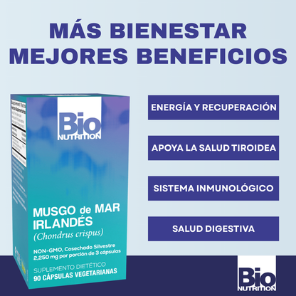Musgo Marino Irlandés 2,250 Mg (90 Capsulas), Bio Nutrition