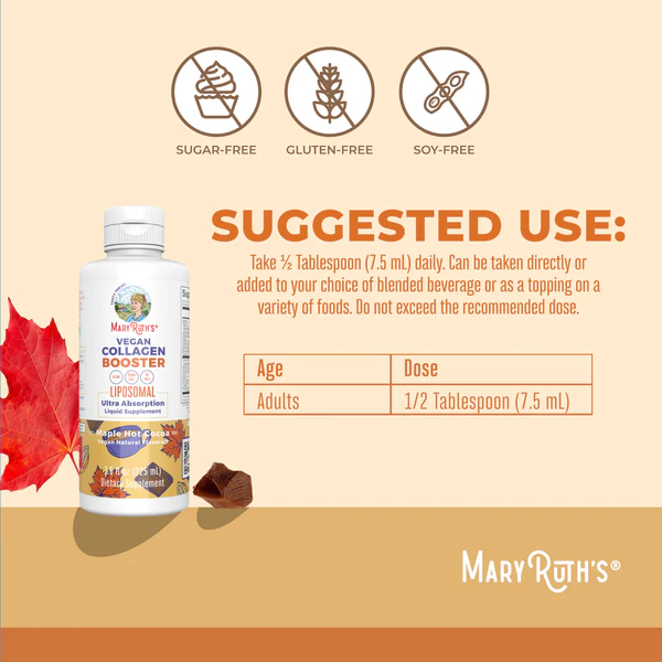 Liposomal potenciador de colágeno vegano 225ml / Collagen Booster Liposomal, Maple Hot Cocoa, 7.6 oz