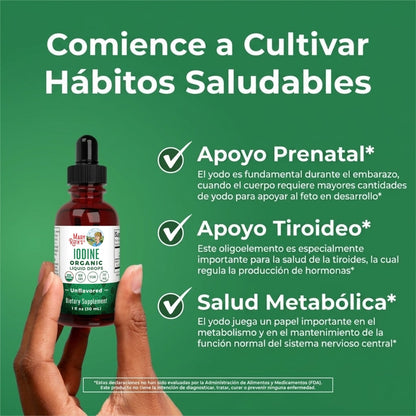 Gotas líquidas de yodo naciente (30ml) / Iodine Drops, Unflavored, Org, 1 oz
