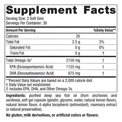 Ultimate Omega 2X Sabor Limón (60 softgels), Nordic Naturals