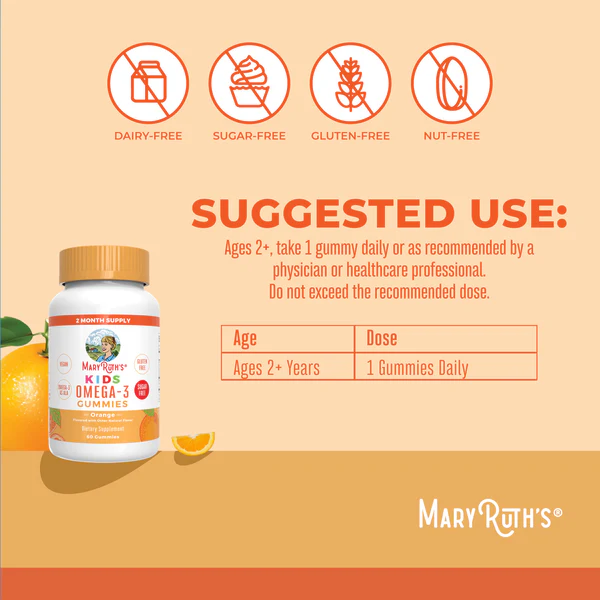 Gomitas veganas Omega-3 para niños (60gomitas) / Kids Omega 3 Gummies, Orange, 60 ct