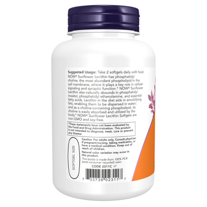 Lecitina De Girasol 1200mg (100 Softgels) libre de soya / Sunflower Lecithin 1200 mg