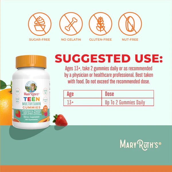 Gomitas multivitamínicas para adolescentes (60 gomitas) / Teen Multivitamin Gummies, Strawberry Papaya & Super Punch, (60 ct)