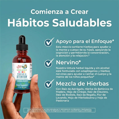 Gotas orgánicas para el Enfoque y la Atención de Niños (1 fl oz/30ml), Mary Ruth´s