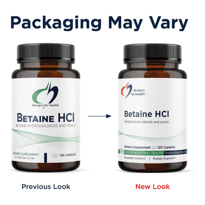 Betaína HCl 750 mg con Pepsina (120 caps), Designs for Health