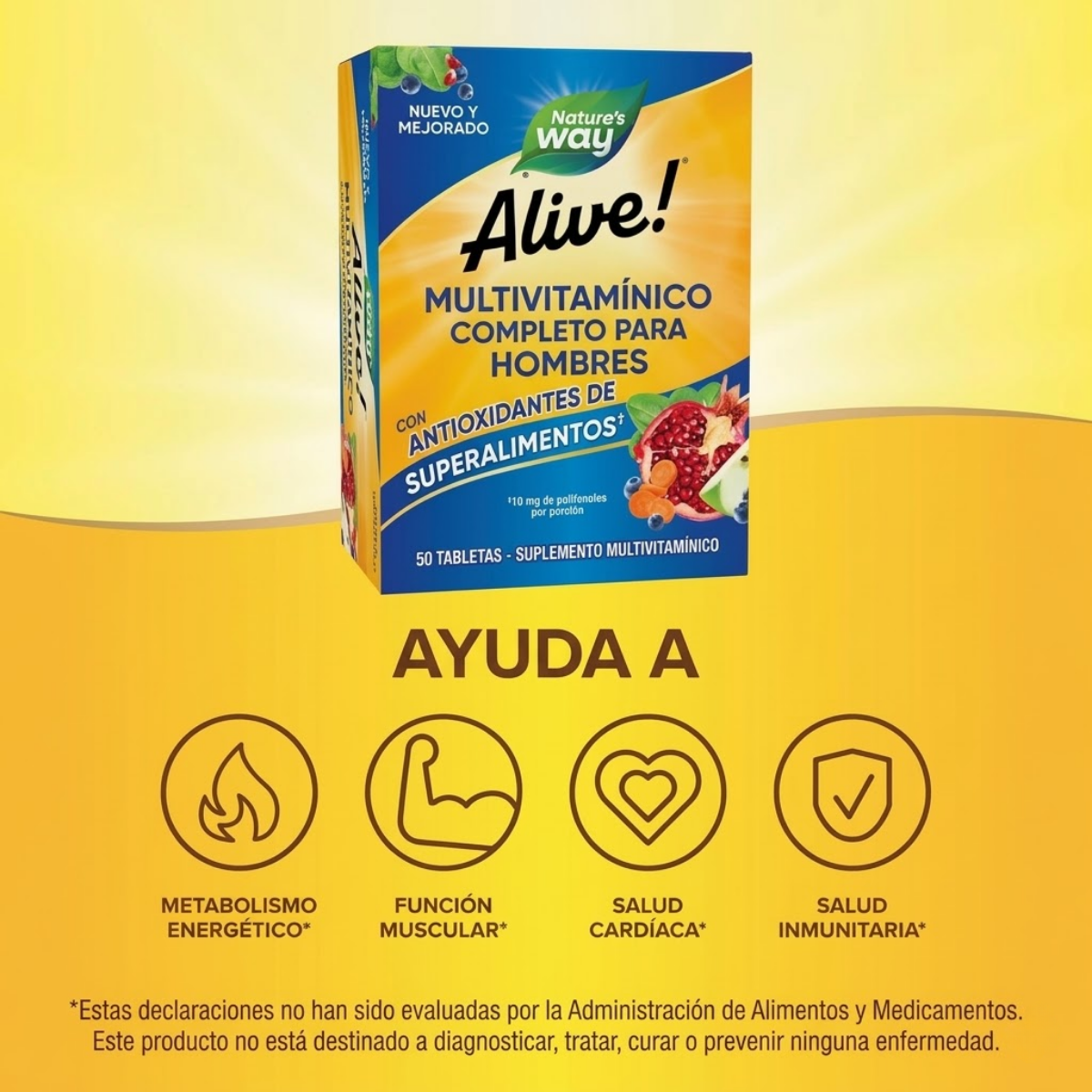 Alive!® Multivitaminico Energia Para Hombres (50 tabs), Nature's Way