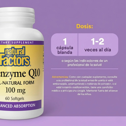 Coenzima Q10 100 mg En una Base de Aceite de Salvado de Arroz  30 sg, Natural Factors