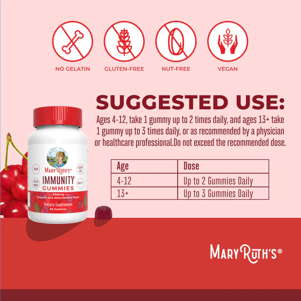Inmunidad Gomitas, cereza 90gomitas / Immunity Gummies, Cherry, 90 ct