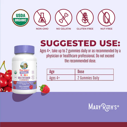 Gomitas multivitamínicas orgánicas para niños (60 gomitas) / Kids Multivitamin Gummies, Mixed Berry & Cherry, Org, 60 ct