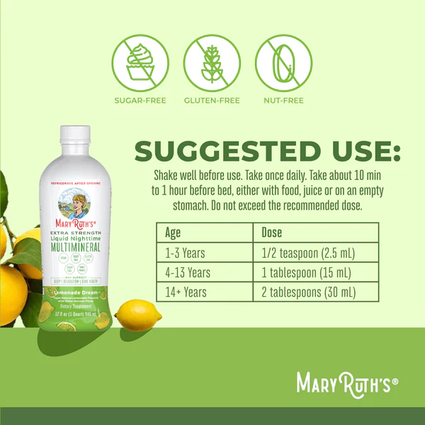 Multimineral nocturno extra fuerte/Nighttime Multimineral Liquid, Lemonade, 32 oz