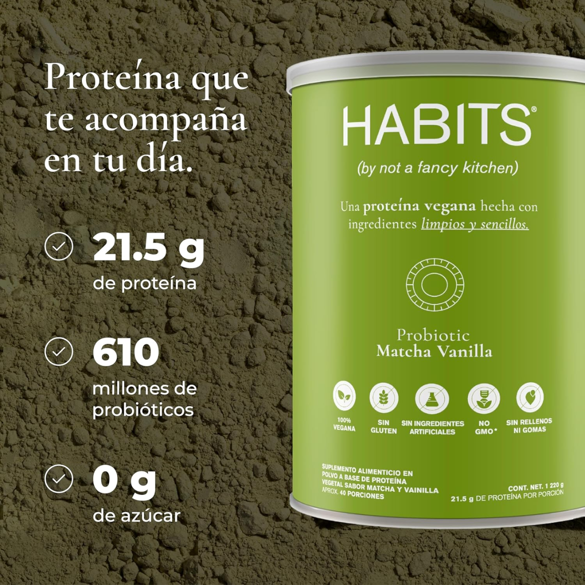 Proteina Probiotica sabor Matcha Vainilla (488 gr), Habits