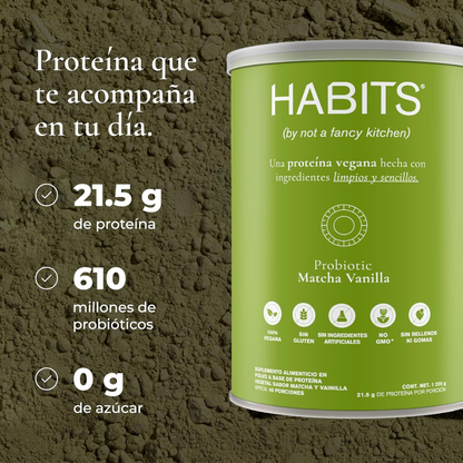 Proteina Probiotica sabor Matcha Vainilla (488 gr), Habits