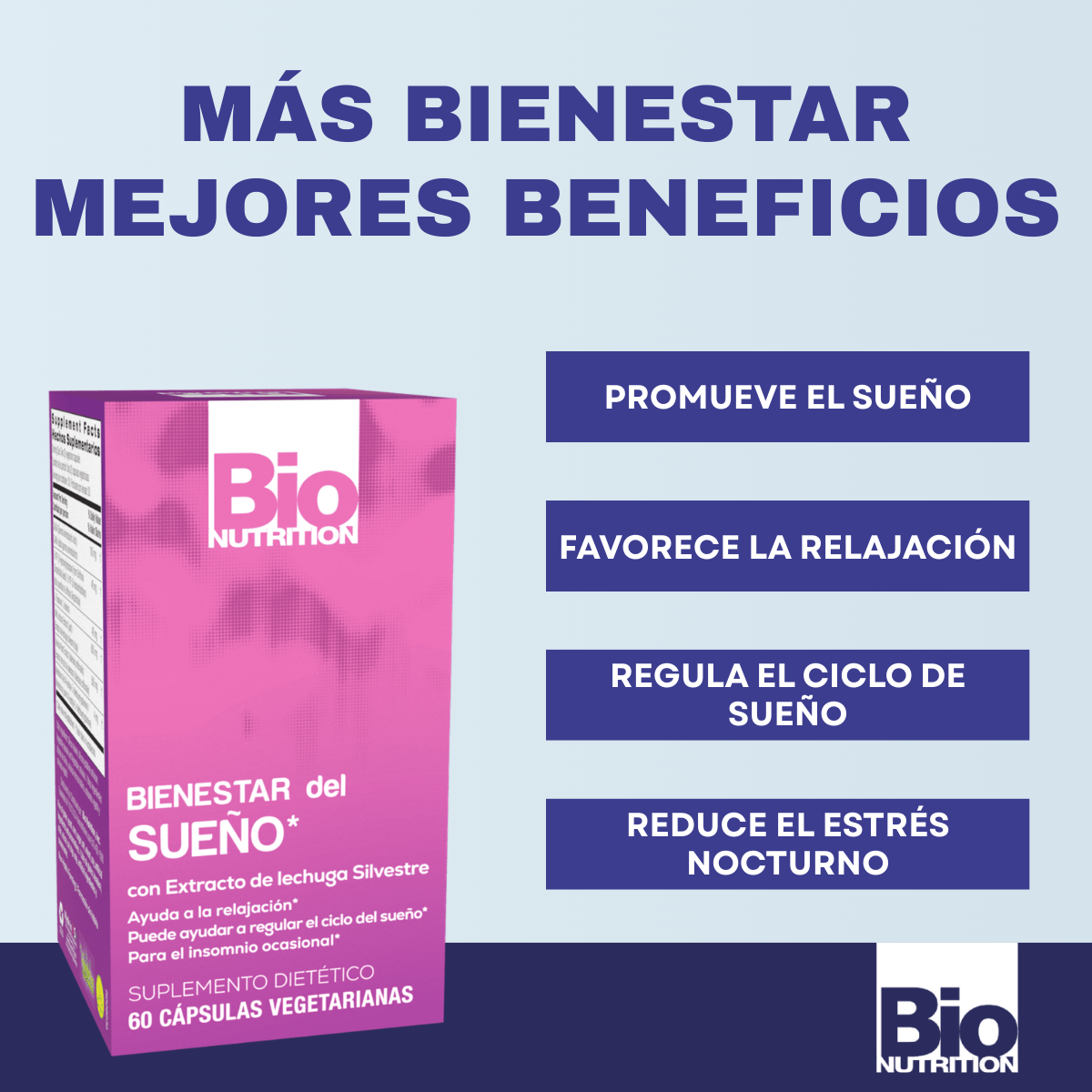 Bienestar Para Dormir Con Lechuga Silvestre (60 Capsulas), Bio Nutrition
