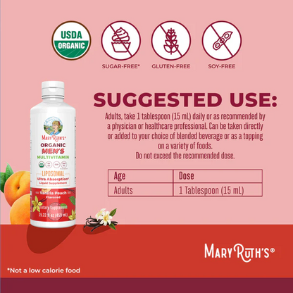Multivitamínico Liposomal Orgánico para Hombres (15.22 oz/450ml), Mary Ruth´s