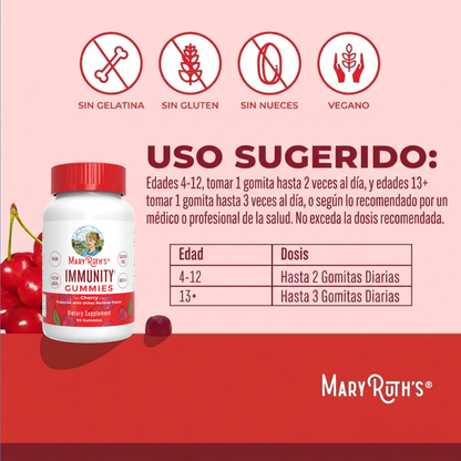 Inmunidad Gomitas, cereza 90gomitas / Immunity Gummies, Cherry, 90 ct