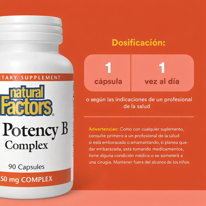 Alta Potencia B Complejo 50 mg 90 cap, Natural Factors