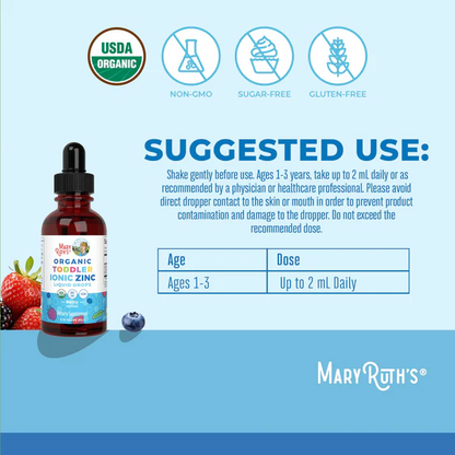Zinc iónico orgánico liquido para niños pequeños (60ml) / Toddler Zinc Drops, Unflavored, Org, (2oz)