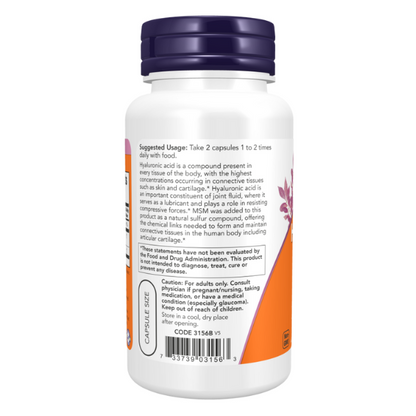 Ácido hialurónico 50mg con MSM (120 Veg Caps) / Hyaluronic Acid with MSM
