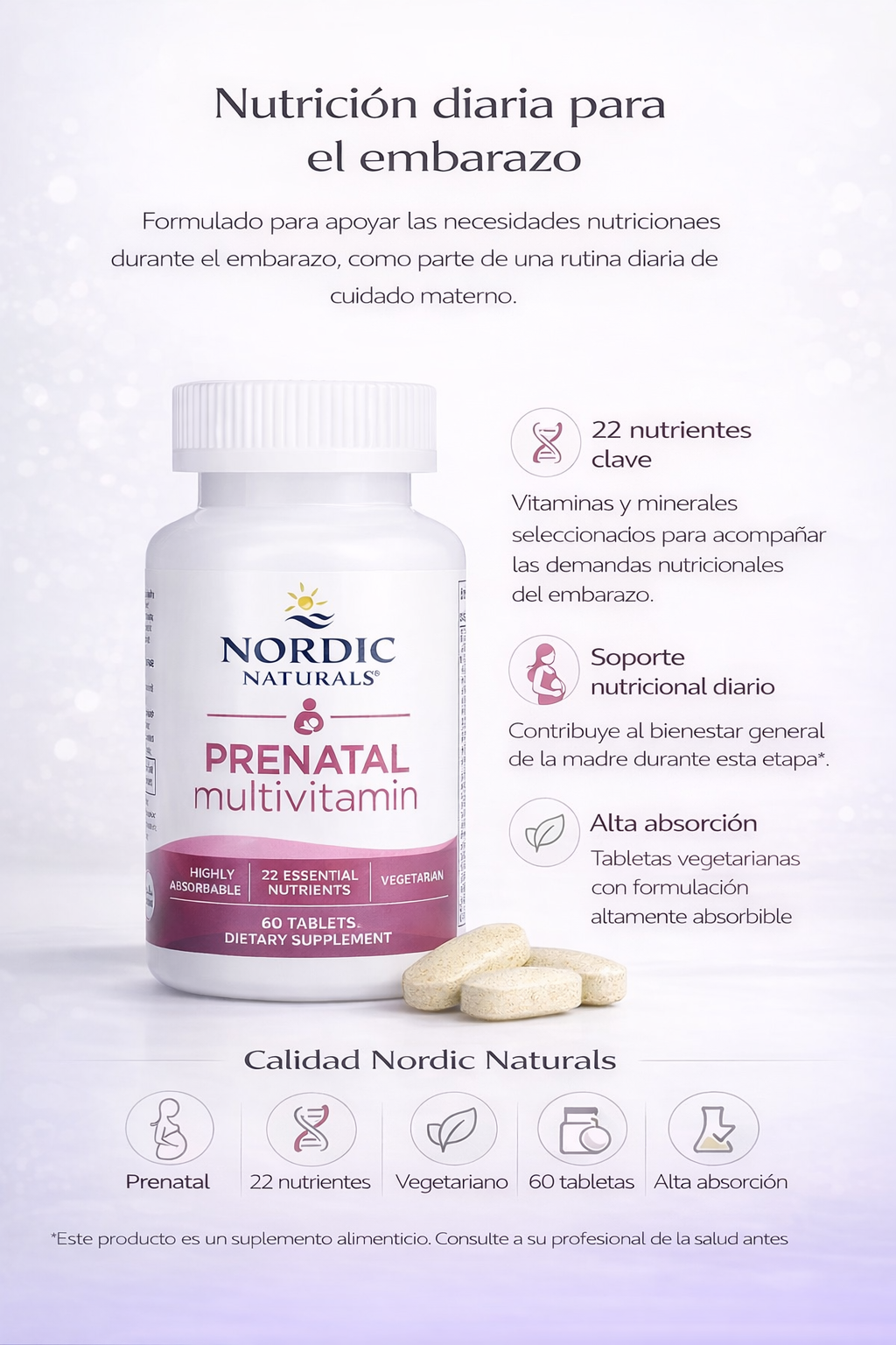 Multivitamínico Prenatal (60 tabs), Nordic Naturals
