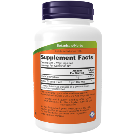 Extracto de Panax Ginseng 500mg (250 Veg Caps)/ Panax Ginseng Extract