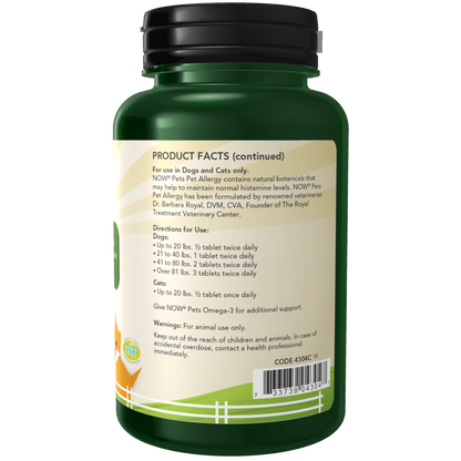 Alergias para mascotas (Perros/Gatos) 75 Tab Masticables/ Pet Allergy