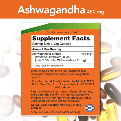 Ashwaganda Extracto 450 mg (90 VegCaps) / Ashwagandha 450 mg