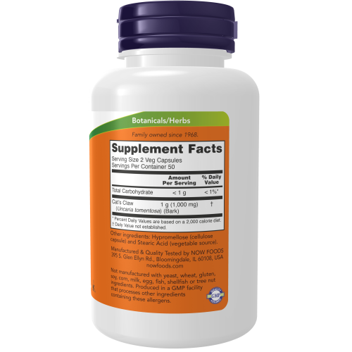 Uña de Gato 500mg (100 Veg Caps)/ Cat's Claw 500 mg Veg Capsules