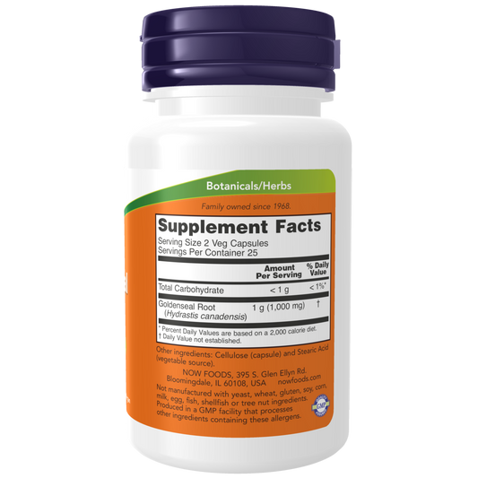 Goldenseal Root 500 mg 50 Veg Capsules/ Raíz de sello de oro 500 mg