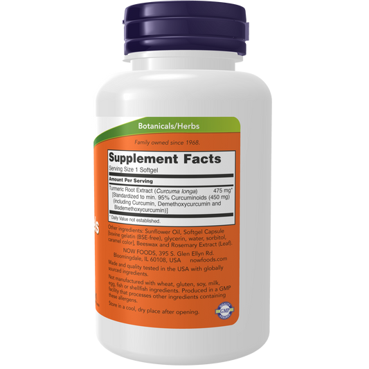 Cúrcuma y Curcumina 475mg (60 capsulas gel) /Turmeric Curcumin soft Gels